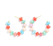 Load image into Gallery viewer, Marbled Acetate Disk Bead Beaded Hoop Earrings
