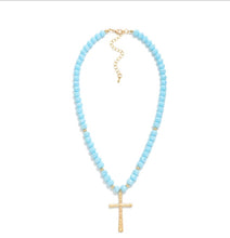Load image into Gallery viewer, Faceted Glass Beaded Cross Necklace
