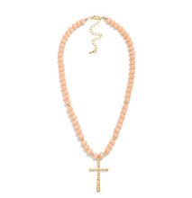 Load image into Gallery viewer, Faceted Glass Beaded Cross Necklace
