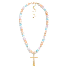 Load image into Gallery viewer, Faceted Glass Beaded Cross Necklace