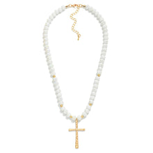 Load image into Gallery viewer, Faceted Glass Beaded Cross Necklace
