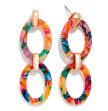 Load image into Gallery viewer, Marbled Acetate Chain Link Post Drop Earrings
