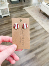Load image into Gallery viewer, Baseball Wooden Stud Earrings
