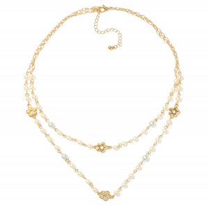 Layered Pearl Beaded Necklace