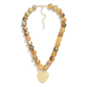 Marbled Heart Pendant Necklace