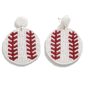Baseball Seed Bead Earrings