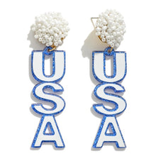 Load image into Gallery viewer, USA Dangle Beaded Earrings
