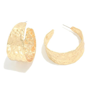 Hammered Gold Hoop Earrings