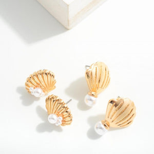 Seashell Pearl Earrings