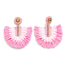 Load image into Gallery viewer, Raffia Fan Drop Earrings
