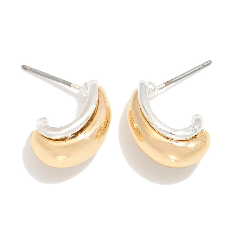 Two Tone Teardrop Stud