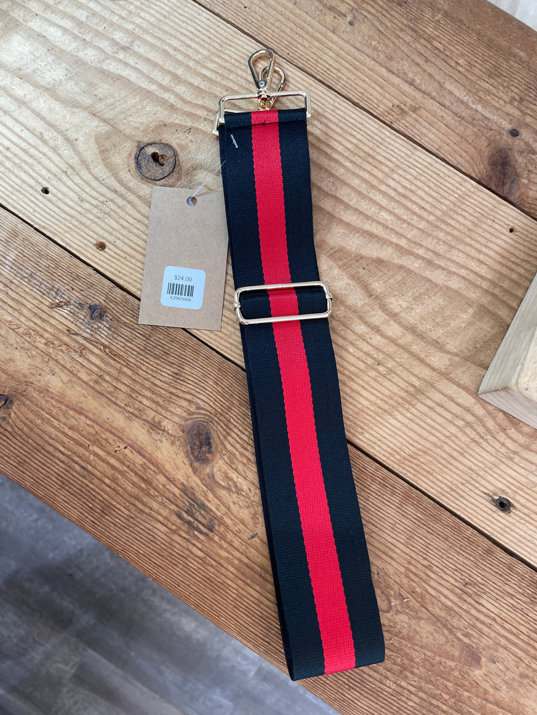 Red and Black Striped Bag Strap