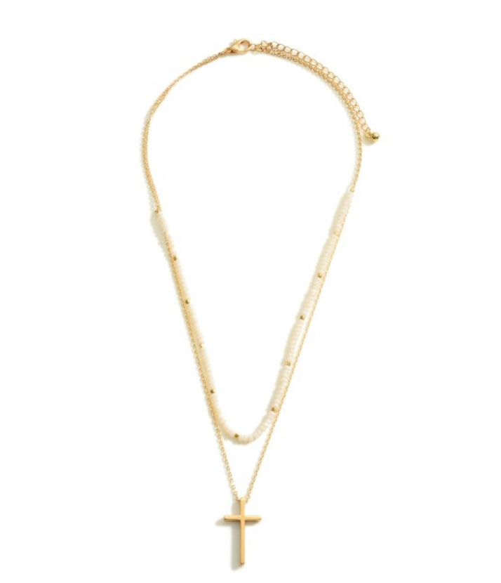 Sarah Beaded Cross Necklace