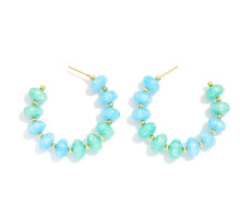 Load image into Gallery viewer, Marbled Acetate Disk Bead Beaded Hoop Earrings
