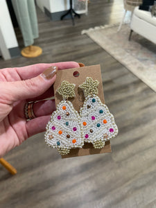 White Christmas Seed Bead Earrings