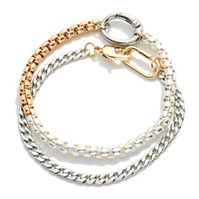Load image into Gallery viewer, Layered Two Tone Chain Bracelet
