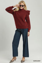 Load image into Gallery viewer, Rue Ruffle Shoulder Mock Neck Sweater
