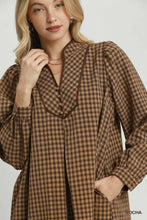 Load image into Gallery viewer, Vera Plaid Mocha Long-Sleeve Dress
