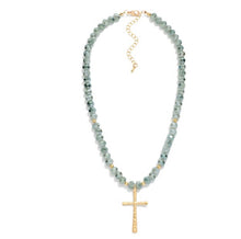 Load image into Gallery viewer, Faceted Glass Beaded Cross Necklace
