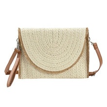 Load image into Gallery viewer, Two Tone Straw Crossbody Purse
