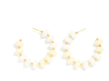 Load image into Gallery viewer, Marbled Acetate Disk Bead Beaded Hoop Earrings
