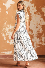 Load image into Gallery viewer, Abstract Vein Print V Neck Ruffle Maxi Dress
