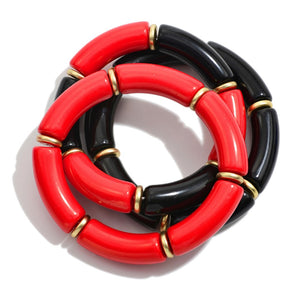 Black and Red Tube Bracelets