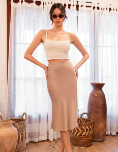 Champs Satin Midi Skirt