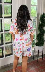 Collie White Floral Romper