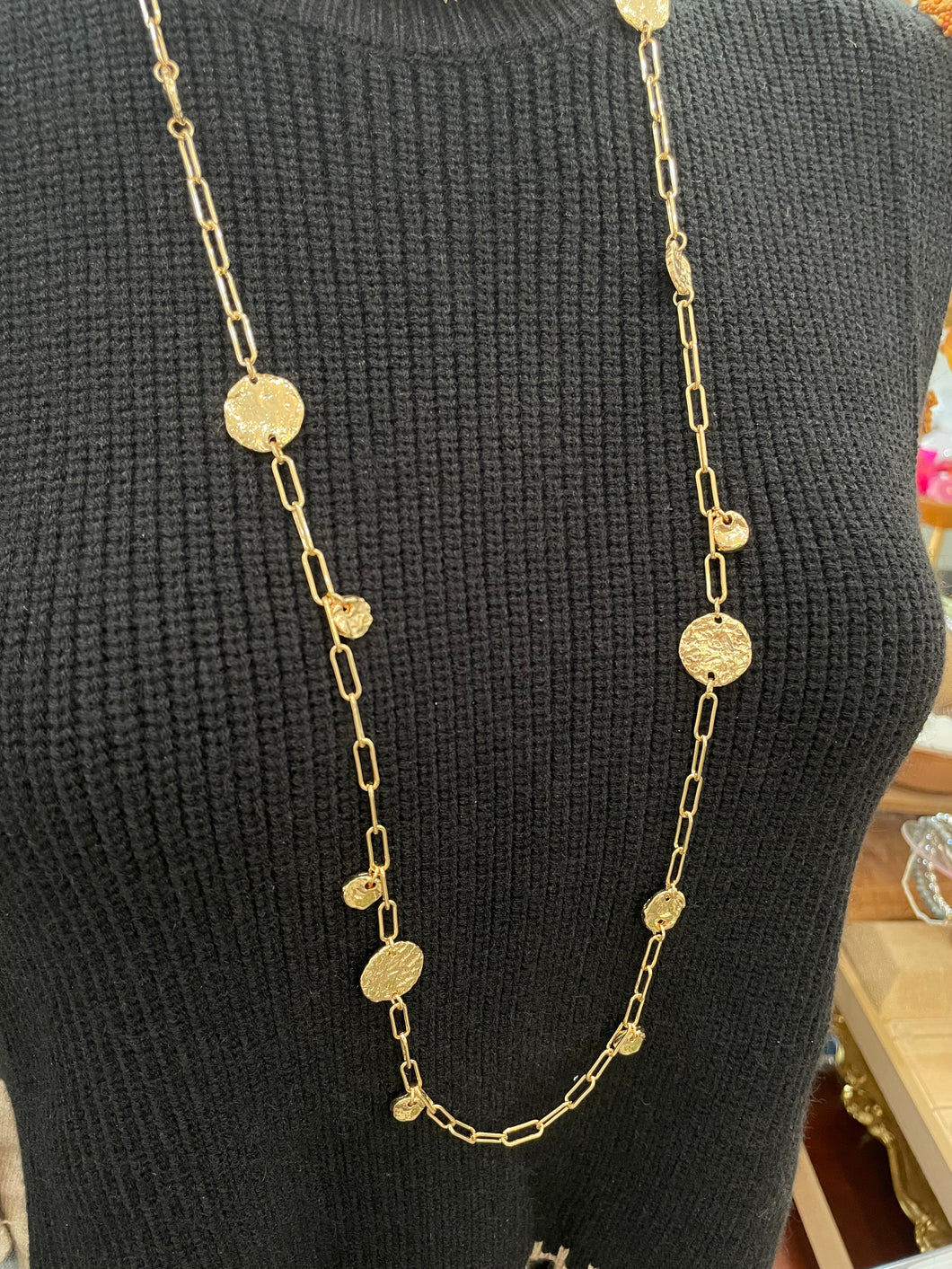 Hammered Station Disk Necklace