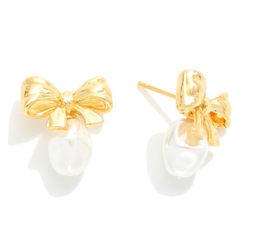 Pearly Bow Earrings