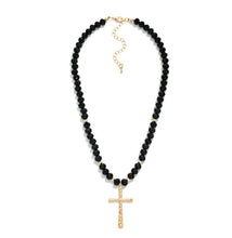 Load image into Gallery viewer, Faceted Glass Beaded Cross Necklace

