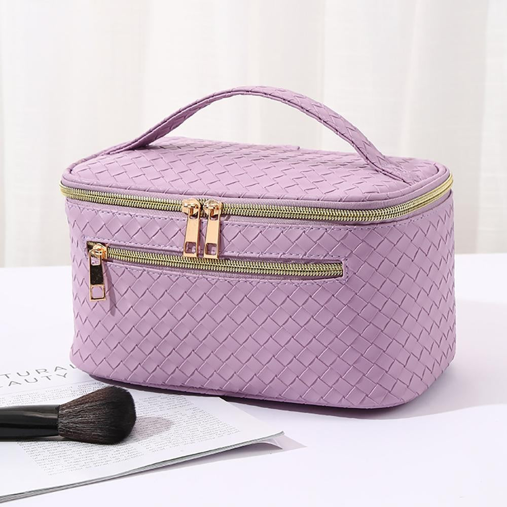 Faux Leather Quilted Cosmetic Tote