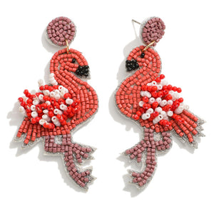 Flamingo Seed Bead Earrings