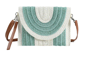 Mixed Strip Straw Crossbody