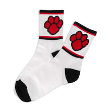 Load image into Gallery viewer, Black and Red Panther Paw Socks
