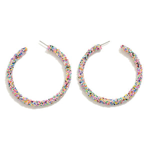 Rainbow Glitter Hoop Earrings