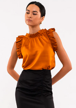 Load image into Gallery viewer, Rue Satin Ruffle Top

