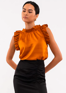 Rue Satin Ruffle Top