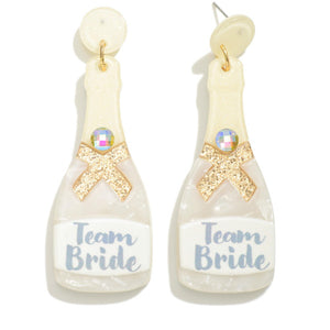 Team Bride Bottle Drop Earrings