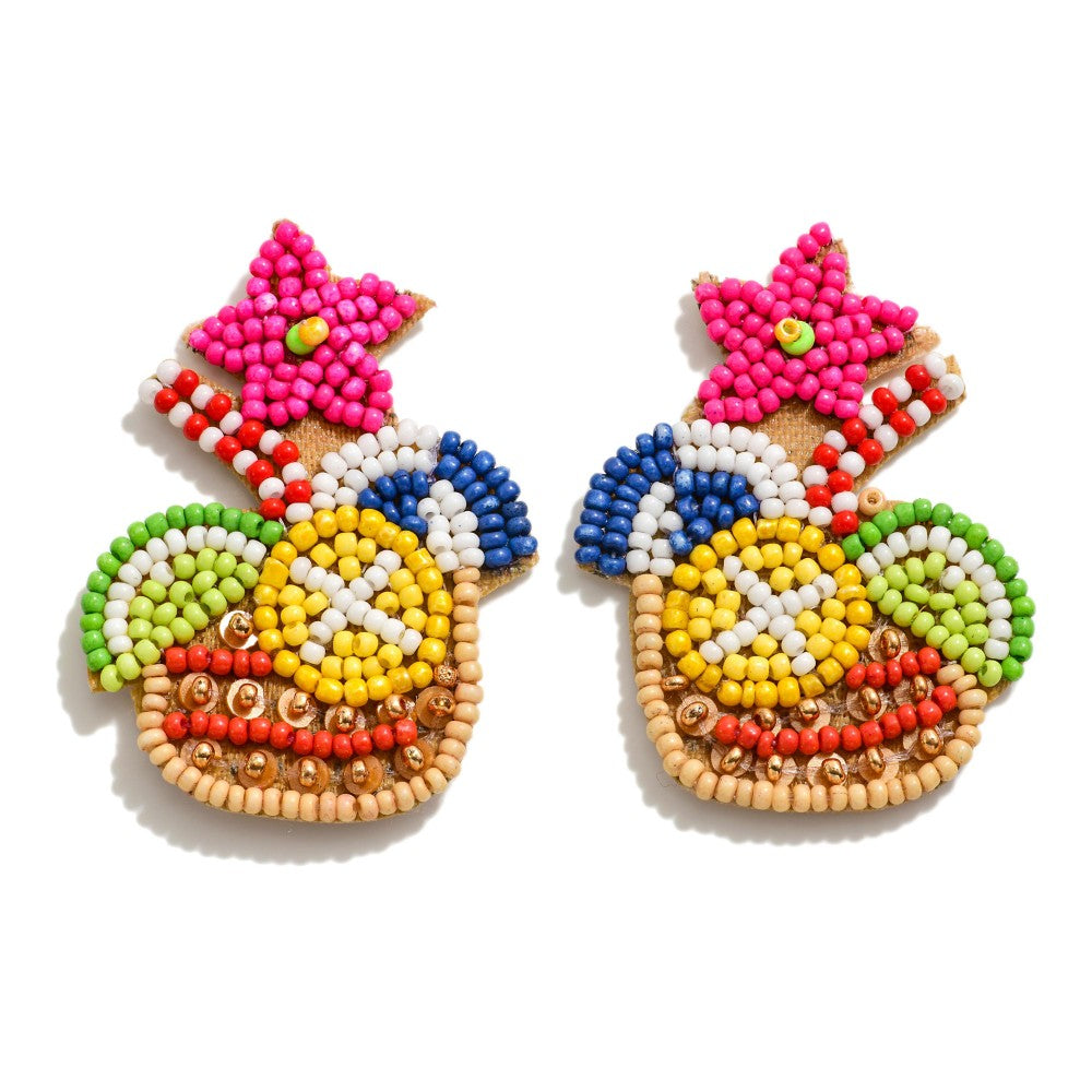 Tropical Mixed Drink Seed Bead Earrings