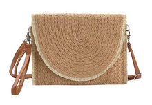 Load image into Gallery viewer, Two Tone Straw Crossbody Purse
