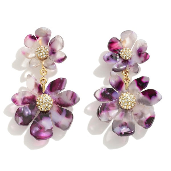 Violet Flower Dangle Earrings