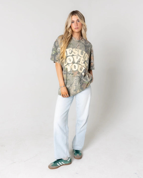 Camo Jesus Loves You Tee