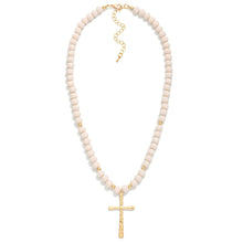 Load image into Gallery viewer, Faceted Glass Beaded Cross Necklace
