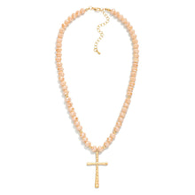 Load image into Gallery viewer, Faceted Glass Beaded Cross Necklace
