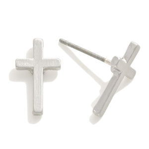 Silver Cross Studs