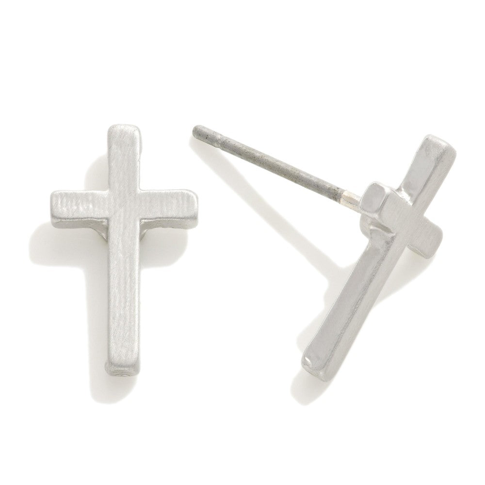 Silver Cross Studs