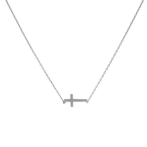 Matte Silver Cross Necklace