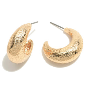 Wide Textured Hoop Earrings